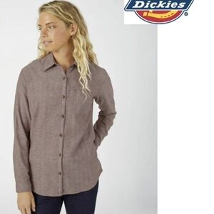 Dickies Women's Workwear Dusty Rose Herringbone Flannel Shirt - Size M - Unworn